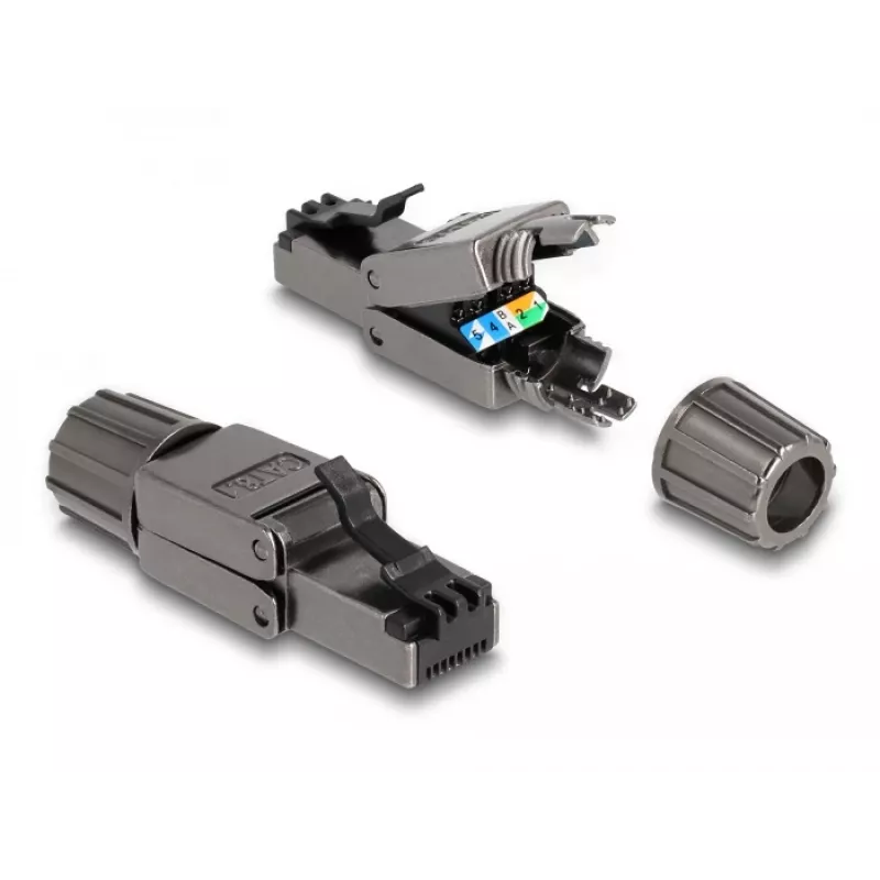 Verkkokaapeli DeLOCK RJ45-uros Cat.8.1 STP työkaluton musta