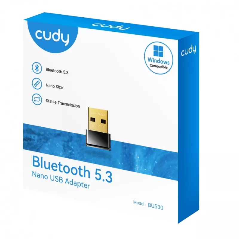 Bluetooth-adapteri Cudy BU530 USB Type-A, musta, Bluetooth-lähtö, Windows 8.1 -tuki