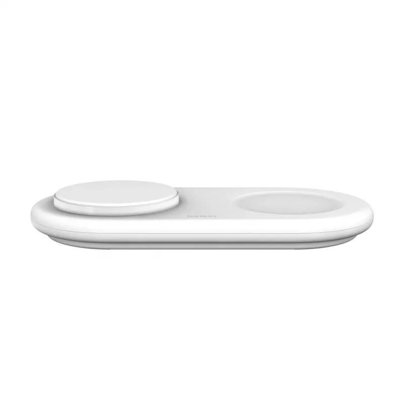 Belkin WIZ021VFWH - 2-in-1 langaton latausalusta Qi2-teknologialla 15 W, valkoinen