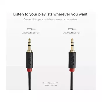 SBS TECABLE35KR - audiokaapeli - mini-phone stereo 3,5 mm uros - mini-phone stereo 3,5 mm uros - 1,5 m - musta (TECABLE35KR)