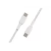Kaapeli punottu USB-C - USB-C 1 m valkoinen