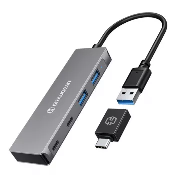 GRAUGEAR G-HUB2A2C-AC USB-keskitin USB 3.2 Gen 1 (3.1 Gen 1) Type-A + Type-C 5000 Mbit/s hopea