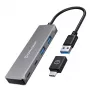 GRAUGEAR G-HUB2A2C-AC USB-keskitin USB 3.2 Gen 1 (3.1 Gen 1) Type-A + Type-C 5000 Mbit/s hopea