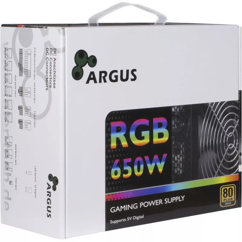 Inter-Tech Argus RGB-650W CM II virtalähde 20+4 Pin ATX ATX musta