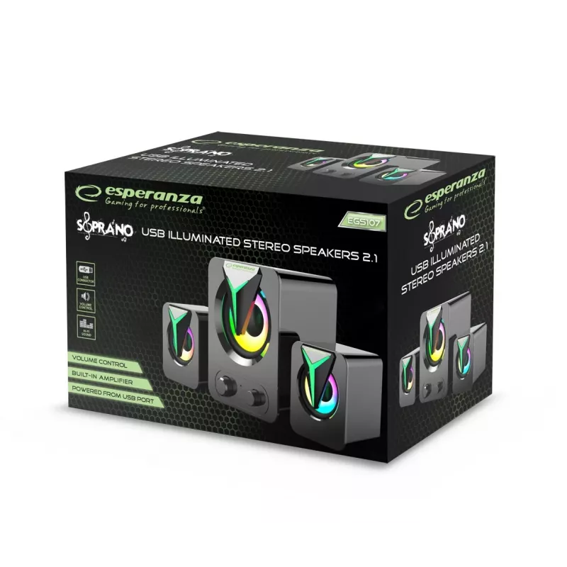 Esperanza EGS107 kaiutin 2.1 USB LED 5 W musta