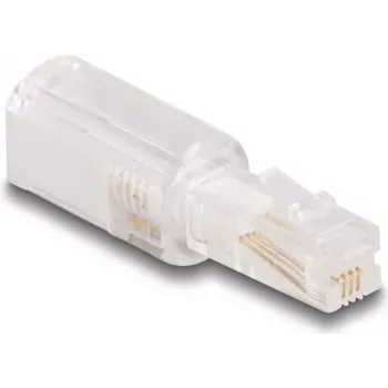 Kaapelisovitin DeLOCK 88169 RJ10 läpinäkyvä valkoinen kullattu