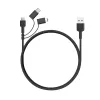 AUKEY CB-BAL5 3-in-1 punottu kaapeli, Micro USB / USB-C / Lightning, 1,2 m, musta