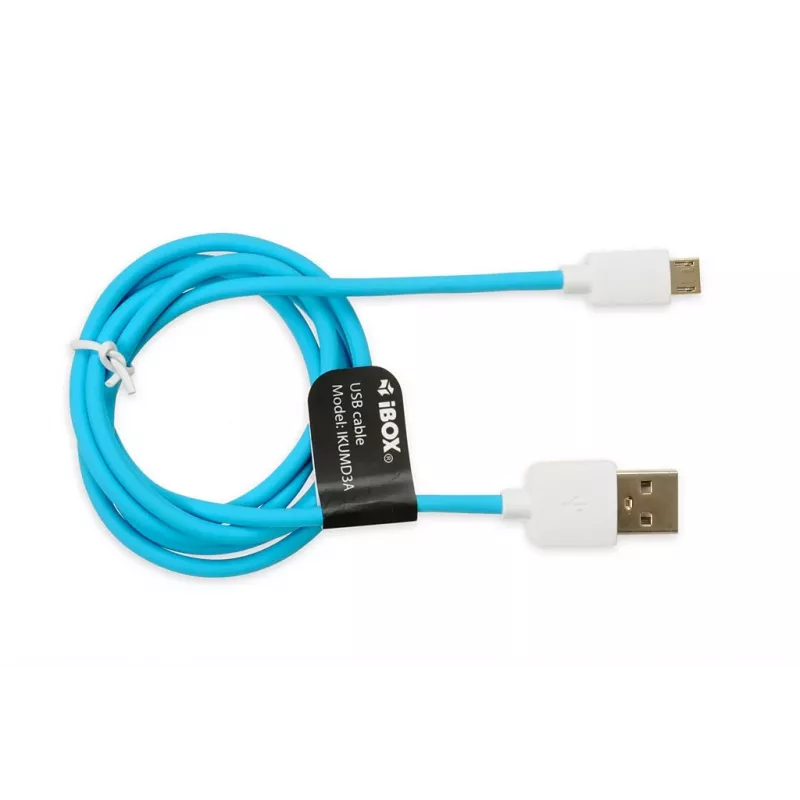 USB 2.0 -kaapeli IBOX IKUMD3A — USB A - Micro-USB B, 1 m, sininen