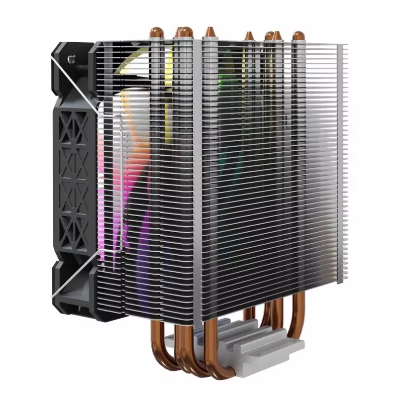 CPU-ilmajäähdytin SAVIO SAVGCOVORTEXX2ARGB 4 lämpöputkella, 120 mm ARGB-tuuletin, musta