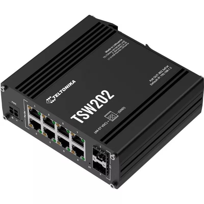 Teltonika TSW202 Managed L2 Gigabit Ethernet (10/100/1000) Power over Ethernet (PoE) alumiini, sininen