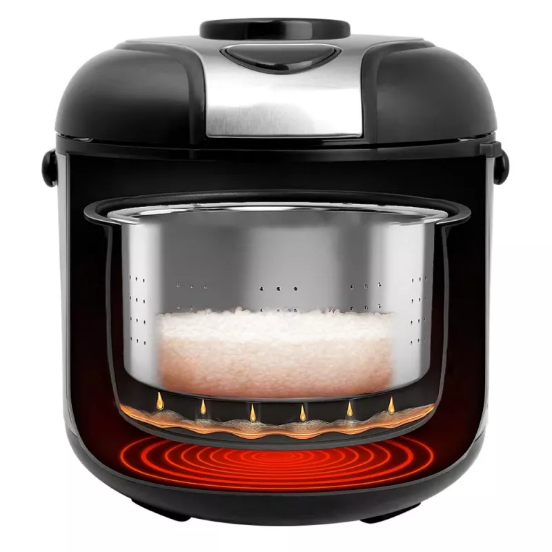 Riisinkeitin GASTROBACK Rice Control Low Carb & Steam, 3 l, 450 W, musta/ruostumaton teräs