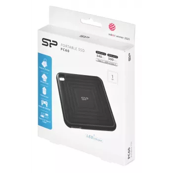 SILICON POWER PC60 - SSD - 1TB - ulkoinen (kannettava) - USB 3,2 Gen 2 - 256-bittinen AES - musta (SP010TBPSDPC60CK)