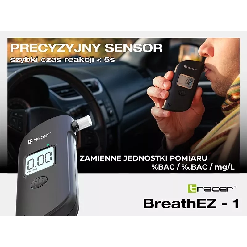 Tracer BreathEZ-1 puolijohdealkometri, musta