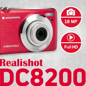 AgfaPhoto Compact Realishot DC8200 1/3.2 -pistekamera 18 MP CMOS 4896 x 3672 pikseliä punainen (DC8200RD)