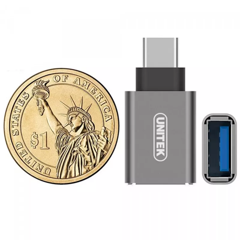 UNITEK Y-A025CGY kaapeli-/sovitinsovitin USB Type-C - USB Type-A, metalli