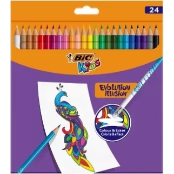 BIC Kids Evolution Illusion pyyhittävät värikynät 24 väriä