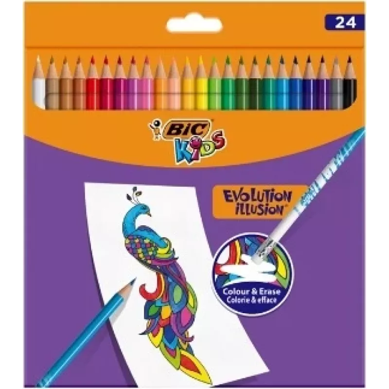 BIC Kids Evolution Illusion pyyhittävät värikynät 24 väriä