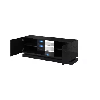 TV-kaappi cama meble QIU 160 — MDF musta kiiltävä, 1600×420×570 mm