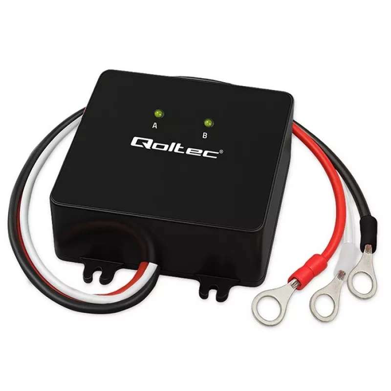 Akun jännitteentasaaja QOLTEC 51097 24V (2×12V) akuille, 5A tasausvirta
