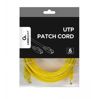Verkkokaapeli GEMBIRD PP6U-5M/Y – Cat6 U/UTP, RJ-45 - RJ-45, 5 m, keltainen