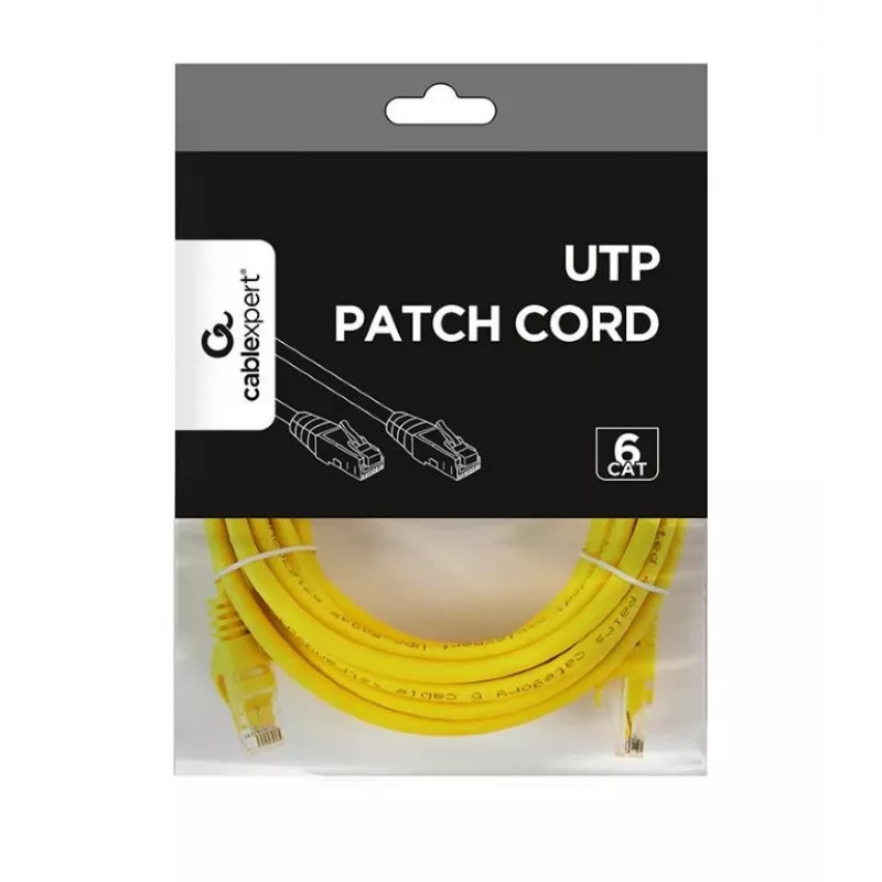 Verkkokaapeli GEMBIRD PP6U-5M/Y – Cat6 U/UTP, RJ-45 - RJ-45, 5 m, keltainen