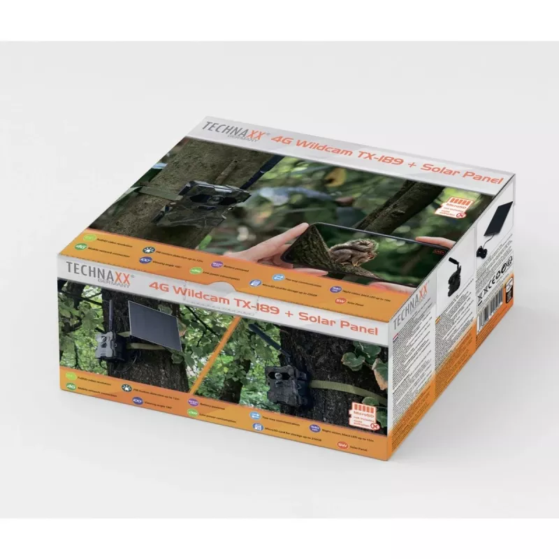 Technaxx 4G Wildcam TX-189 ulkokamera 4MP CMOS aurinkopaneeli