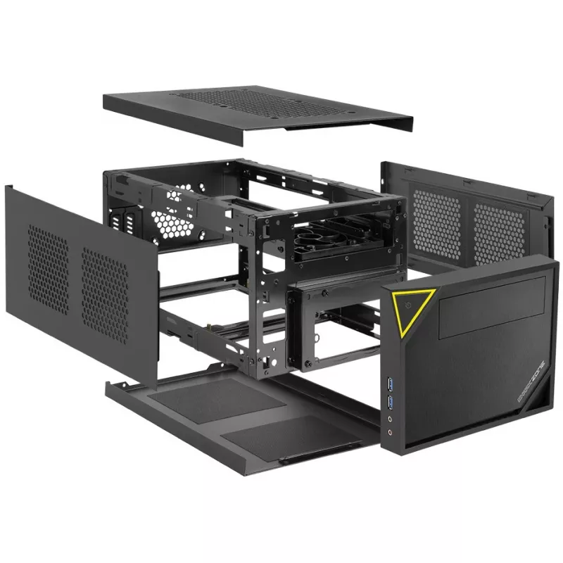 PC-kotelo Sharkoon SHARK ZONE C10 Mini-ITX musta, keltainen