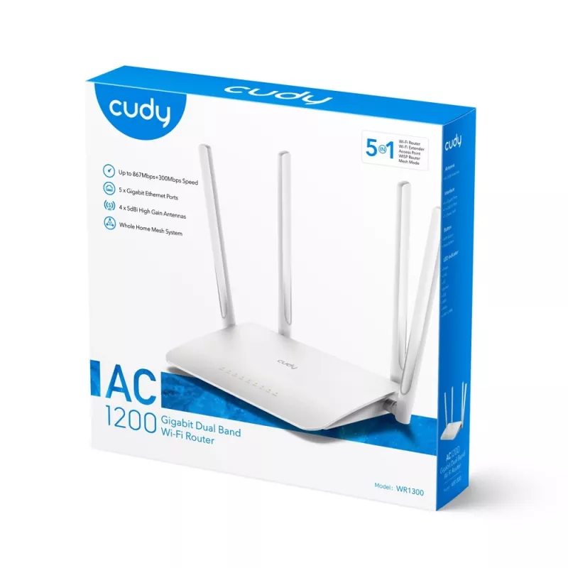 Cudy WR1300 WLAN-reititin Gigabit Ethernet dualband (2,4 GHz / 5 GHz) valkoinen