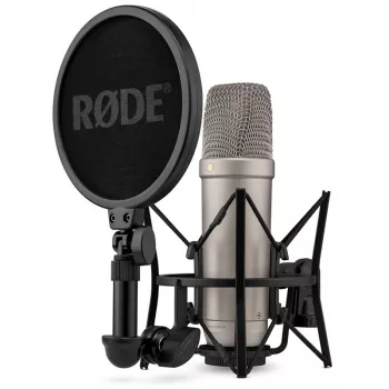 Studiokondensaattorimikrofoni RØDE NT1‑A 5th Gen — herttakuvio, XLR/USB, 24/32‑bit, jopa 192 kHz, max. SPL 142 dB, hopea