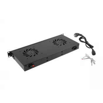 Tuuletinpaneeli LANBERG AK-1502-B, 1U rack, 2 tuuletinta, 230V, 38W, 483×44.5×192 mm, musta