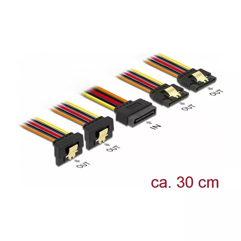 Sisäinen virtakaapeli DeLOCK 60151 0,3 m 4 x SATA 15-napainen