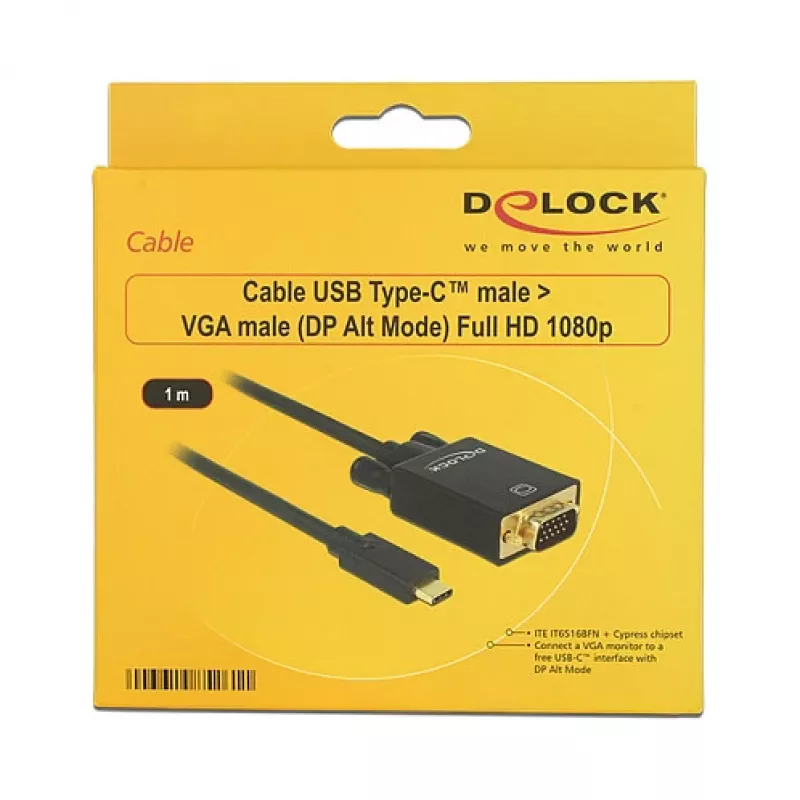 Videokaapelisovitin DeLOCK 85261 USB Type-C - VGA 1 m musta