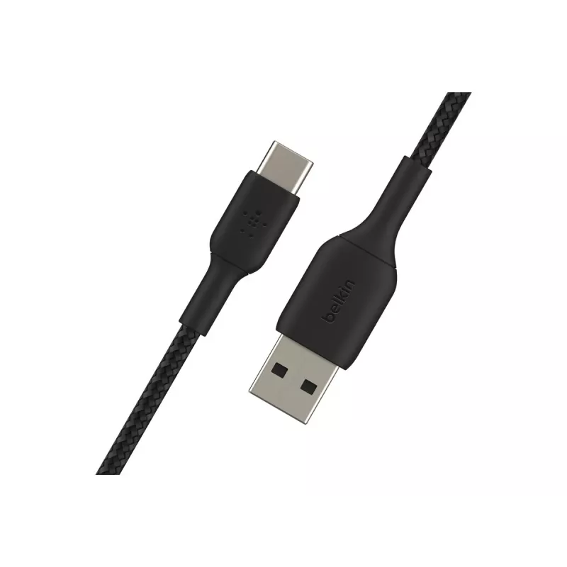 Punottu USB-C - USB-A -kaapeli 15 cm musta