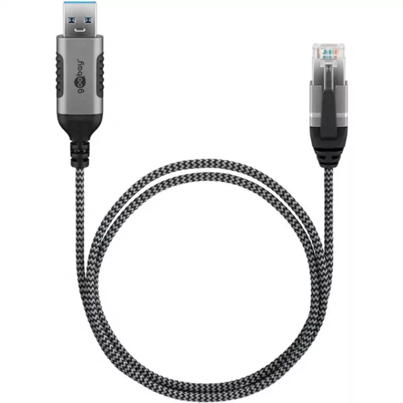 Goobay Ethernet-kaapeli USB-A 3.0 - RJ45 ohut 2 m – yhdistää reitittimen, modeemin tai (74395)