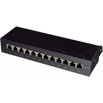 Logilink patch-paneeli työpöytä/seinä Cat.6A STP 12 porttia, musta (NP0019B)