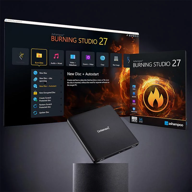 Intenso EOD 500BD Slim ulkoinen Blu-ray-poltin, USB 3.2 Gen 1, musta