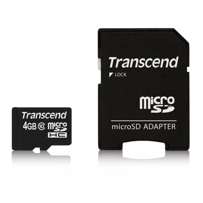 Flash-muisti Transcend 4GB MicroSDHC Class 10 adapterilla