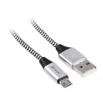 USB-kaapeli Tracer TRAKBK46928 1m USB A Micro-USB B musta hopea