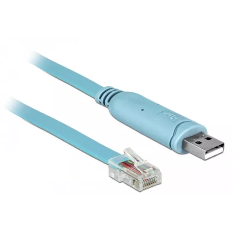 Delock sovitin USB 2.0 Type-A uros - sarjaportti RS-232 RJ45 uros 2 m sininen