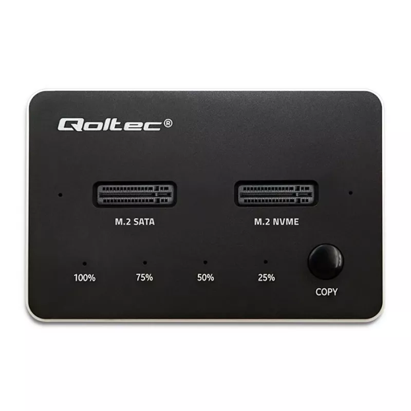 Qoltec 52274 M.2 SSD-telakka | NVMe | SATA | USB-C | DUAL 2 x 2TB