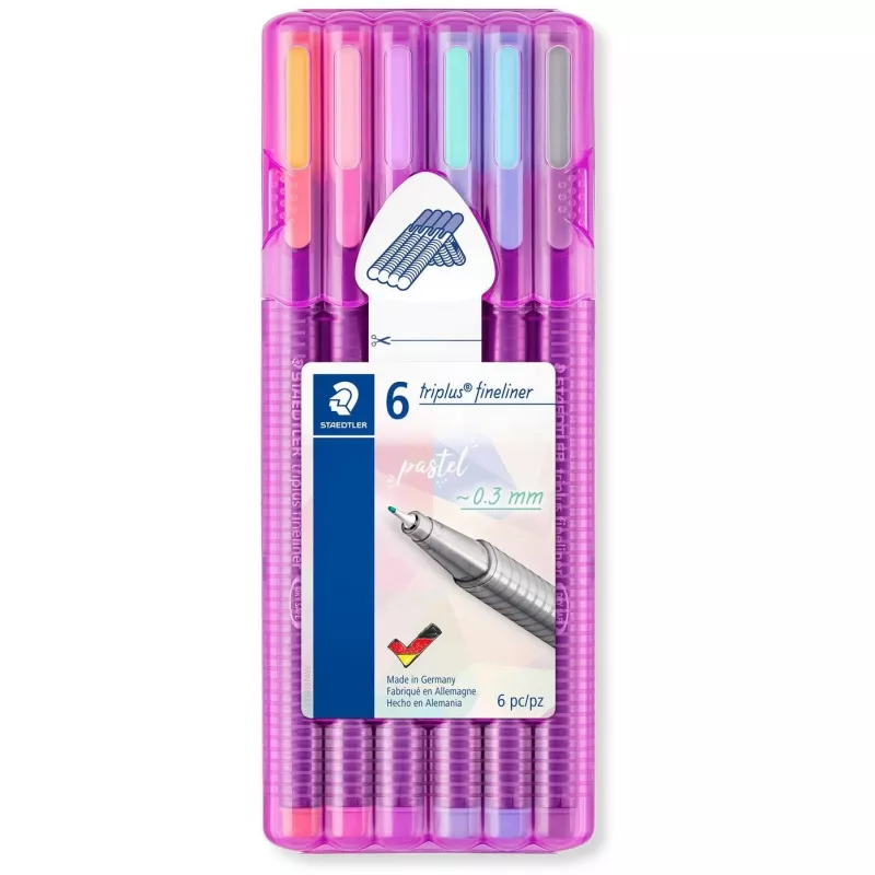 Staedtler triplus fineliner 334 pastellisarja, 0,3 mm, 6 väriä