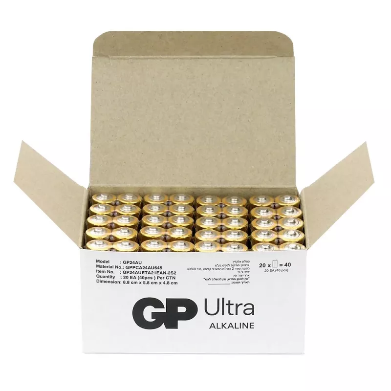 Alkaliparistot GP Battery Ultra AAA LR03 1,5V — 40 kpl:n pakkaus