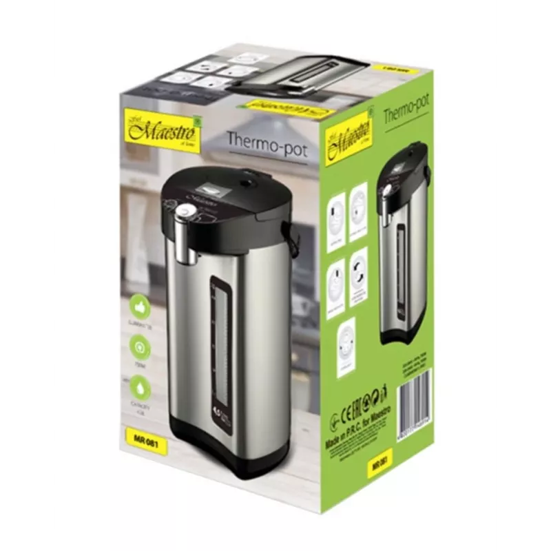 Feel-Maestro MR-081 -termospullo 3,8 l, hopea, musta
