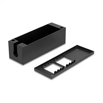 Jakorasia DeLOCK Easy 45 -moduulipidike pöytä- tai seinäasennukseen, metalli, musta — 4×22,5×45 mm tai 2×45×45 mm