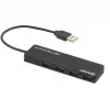 USB-keskitin Tellur Basic 4-porttinen USB 2.0 — musta, 4x USB-A-liitäntää