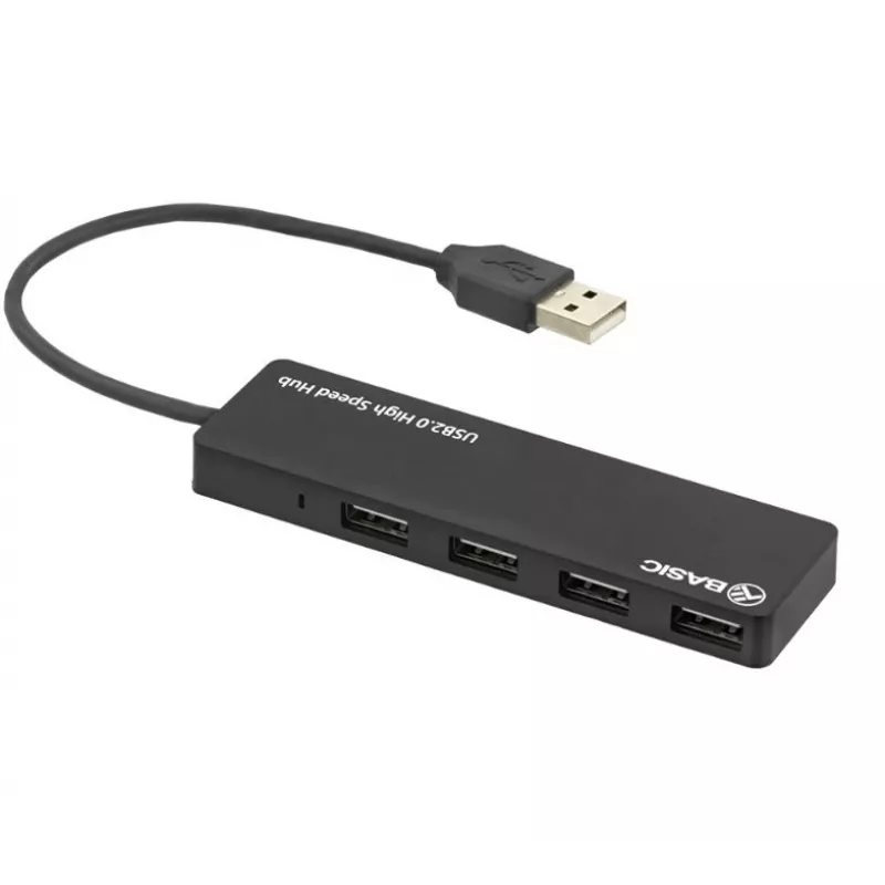 USB-keskitin Tellur Basic 4-porttinen USB 2.0 — musta, 4x USB-A-liitäntää