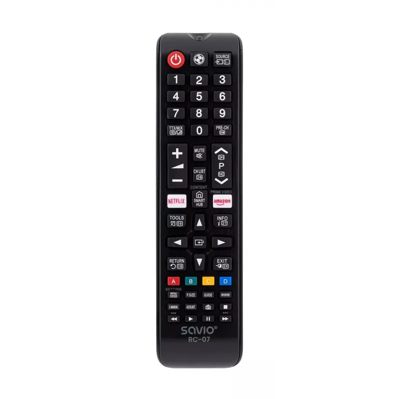 SAVIO RC-07 -kaukosäädin Samsung TV:lle, IR langaton, musta, painikkeet