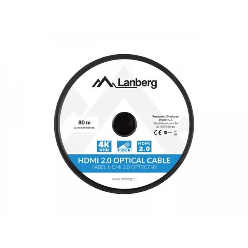 HDMI-kaapeli Lanberg CA-HDMI-20FB-0800-BK 80m Type-A uros urokseen