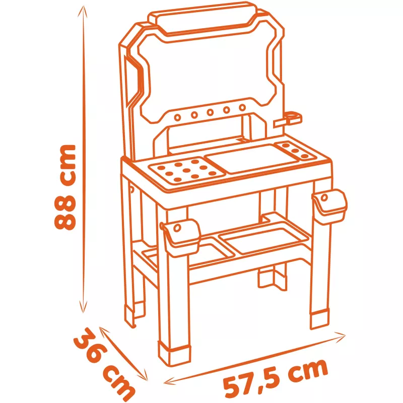 Lasten leikkityöpenkki SMOBY Black & Decker malli 2025 työkaluilla ja tarvikkeilla