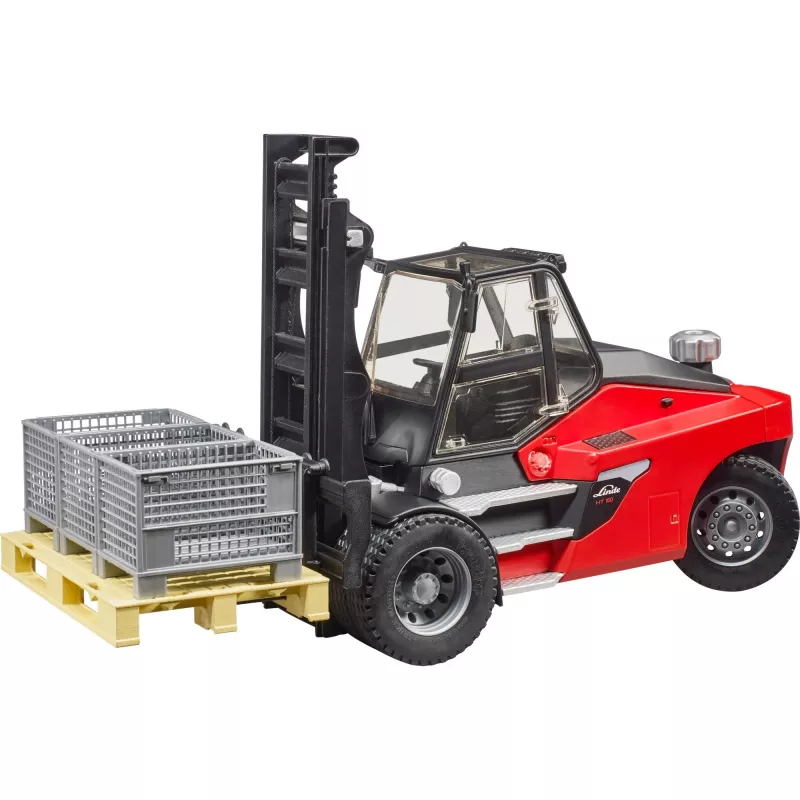 Linde HT160 trukki ja lava (punainen/musta, sis. 3 verkkolaatikkoa)